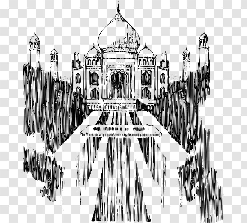 Black Taj Mahal Drawing Monument Vector Graphics - Facade - Poster Transparent PNG