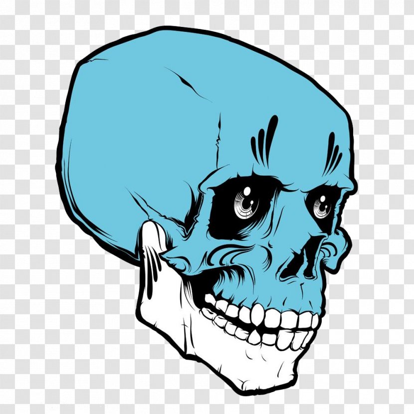 Brook Skull U9ab7u9ac5 Clip Art - Head - Cartoon Hand Painted Blue Transparent PNG