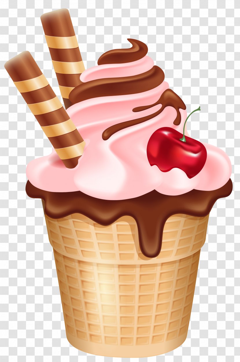 Ice Cream Cone Chocolate Clip Art - Cherry Cup Cornet Picture Transparent PNG