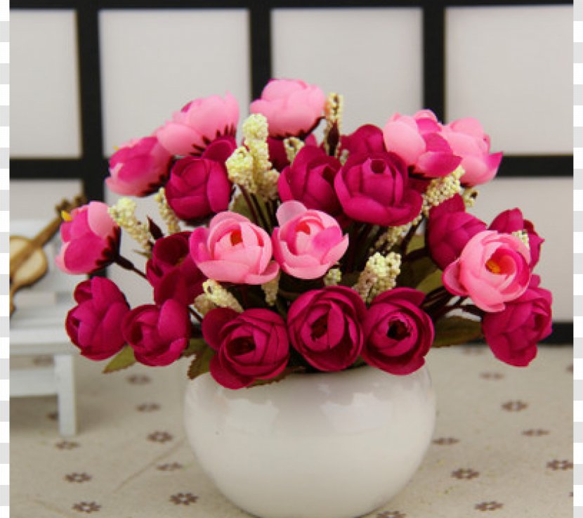 Garden Roses Floral Design Flower Bouquet Artificial - Vase Decoration Simulation Transparent PNG