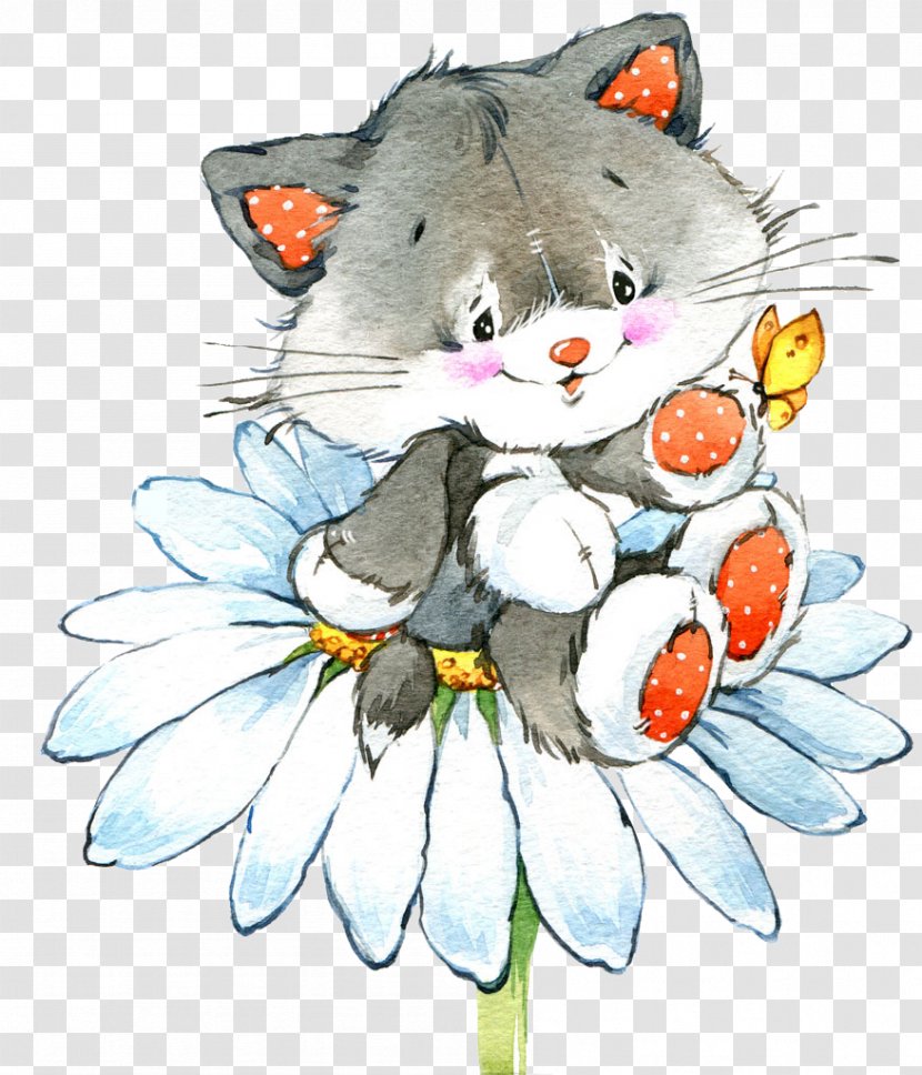 Cat Drawing Watercolor Painting Illustration - Photography - Flowers,Bear,watercolor Transparent PNG