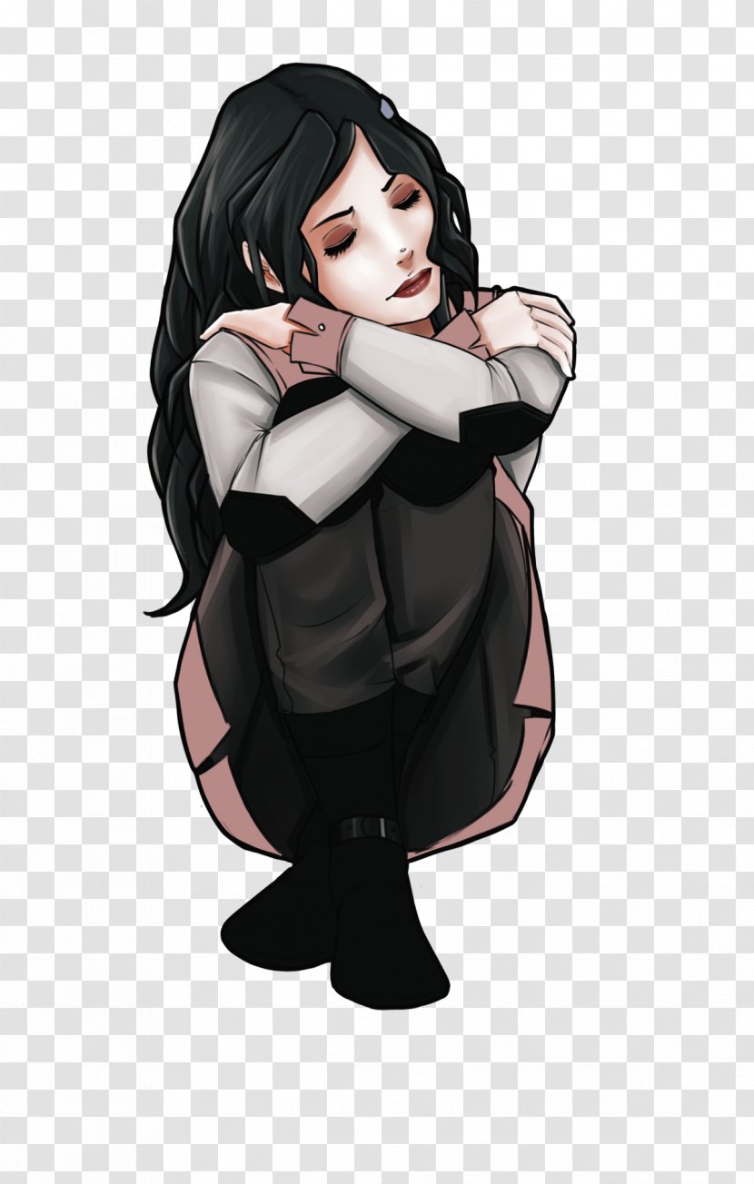 Black Hair Cartoon Brown Character - Watercolor - Heart Transparent PNG