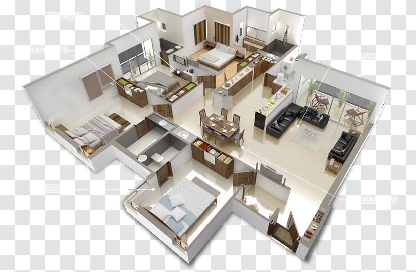 House Plan Furniture Interior Design Services 3D Floor - Room Transparent PNG