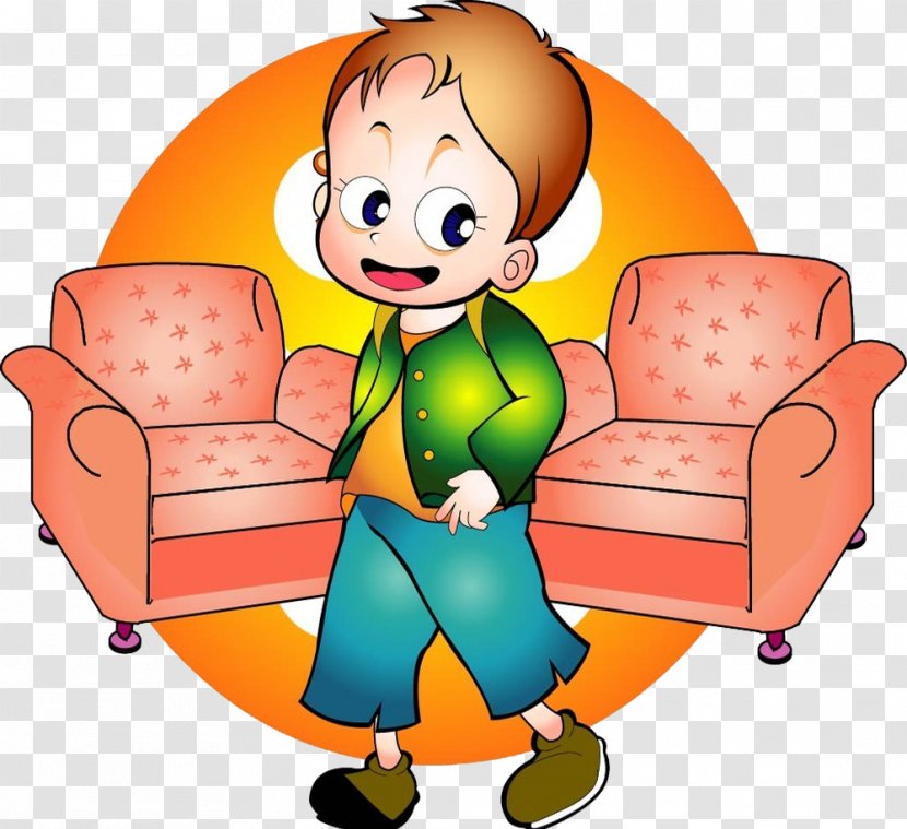 Cartoon Child Illustration - Couch - Hand Painted Sofa For Children Transparent PNG