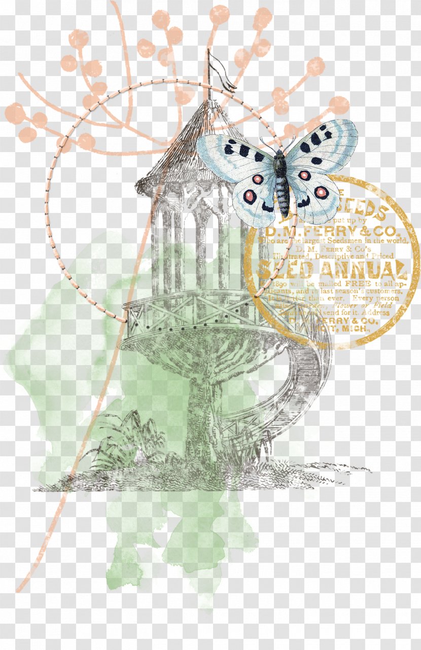 Butterfly Collage Architecture - Classical - European Style Material Transparent PNG
