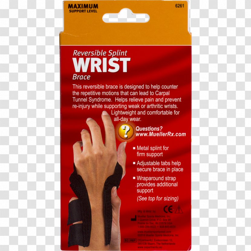 Wrist Brace Splint Pain Carpal Tunnel - Sprain - Hand Transparent PNG