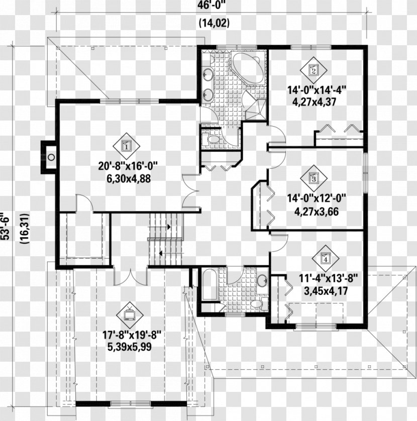 Floor Plan Line Pattern - Black And White Transparent PNG