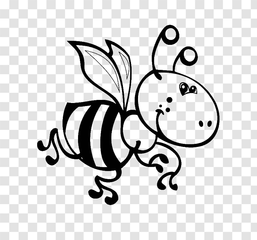 Coloring Book Bumblebee Image - Monochrome - Bee Transparent PNG