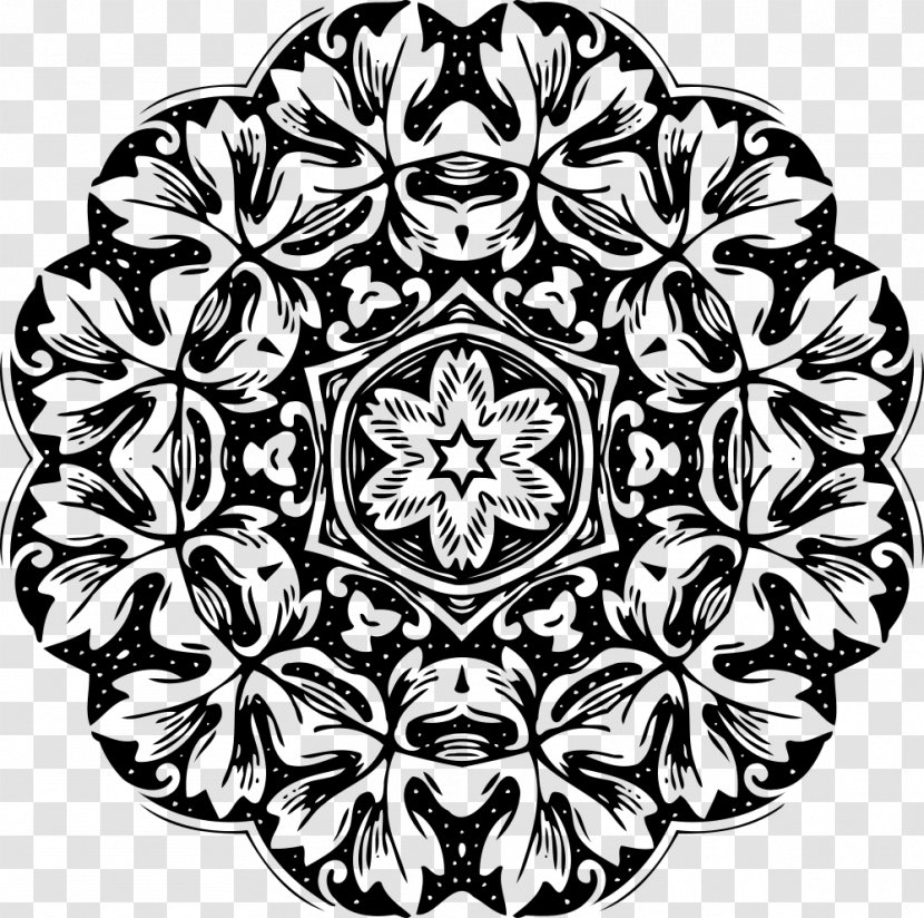 Black And White Floral Design Clip Art - Drawing - Islam Transparent PNG