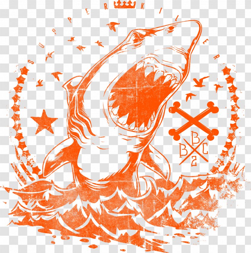 T-shirt Amazon.com Hoodie Top - Fashion - Decorative Orange Shark Logo Transparent PNG