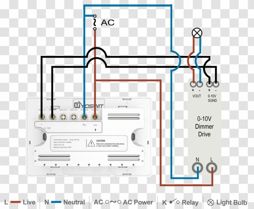 0-10 V Lighting Control Dimmer Wiring Diagram System - Light Switch Transparent PNG