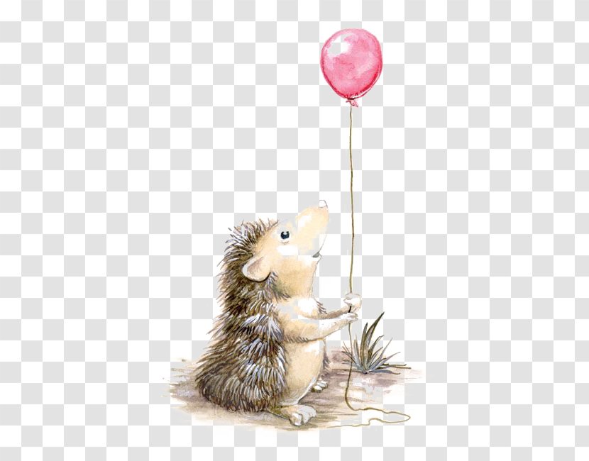 Hedgehog Seventh Bride Drawing Watercolor Painting Illustration - Muroidea - Pulled The Balloon Transparent PNG