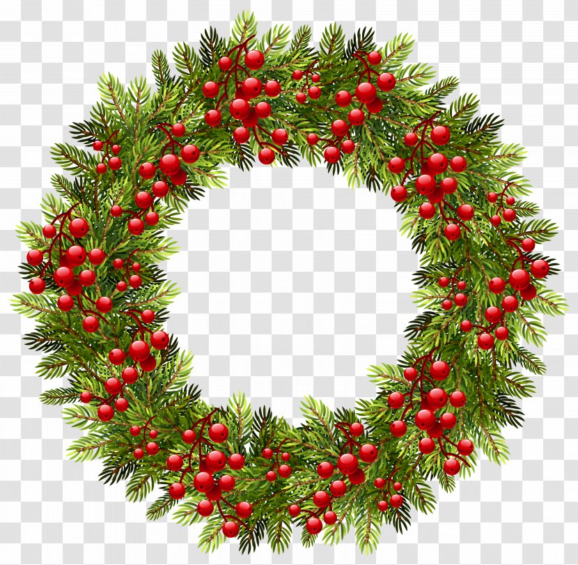 Wreath Christmas Decoration Clip Art - Pine Family - Green Clipart Image Transparent PNG