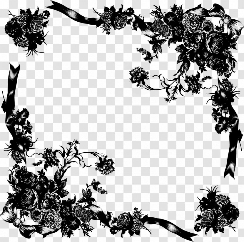 Floral Design Pattern Graphics Leaf - Silhouette - Blackandwhite Transparent PNG