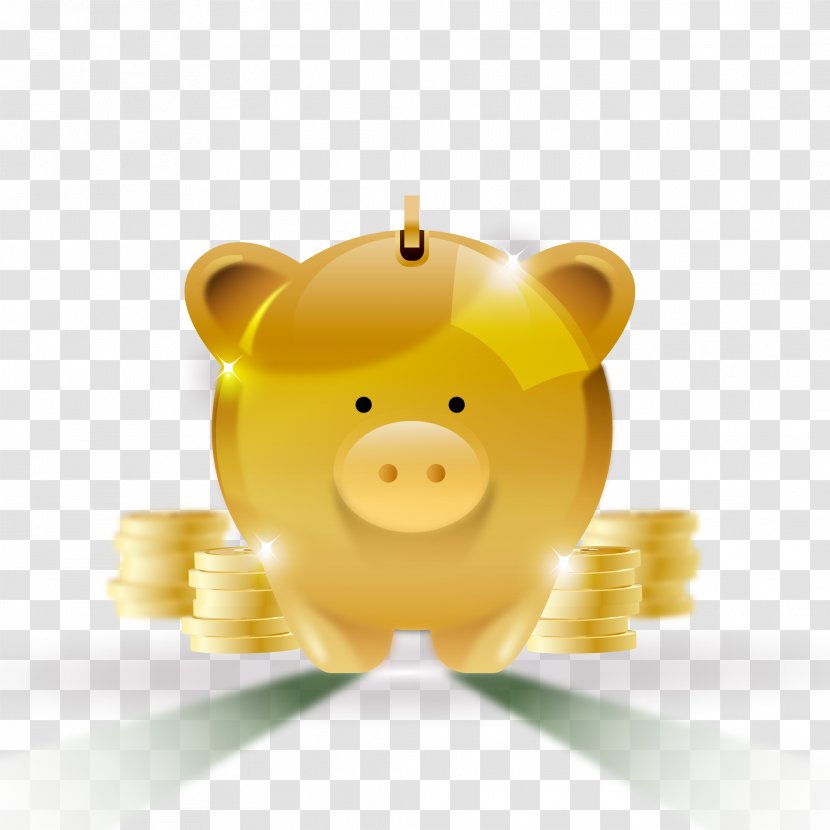 Gold Coin Saving Euclidean Vector - Piggy Bank Transparent PNG