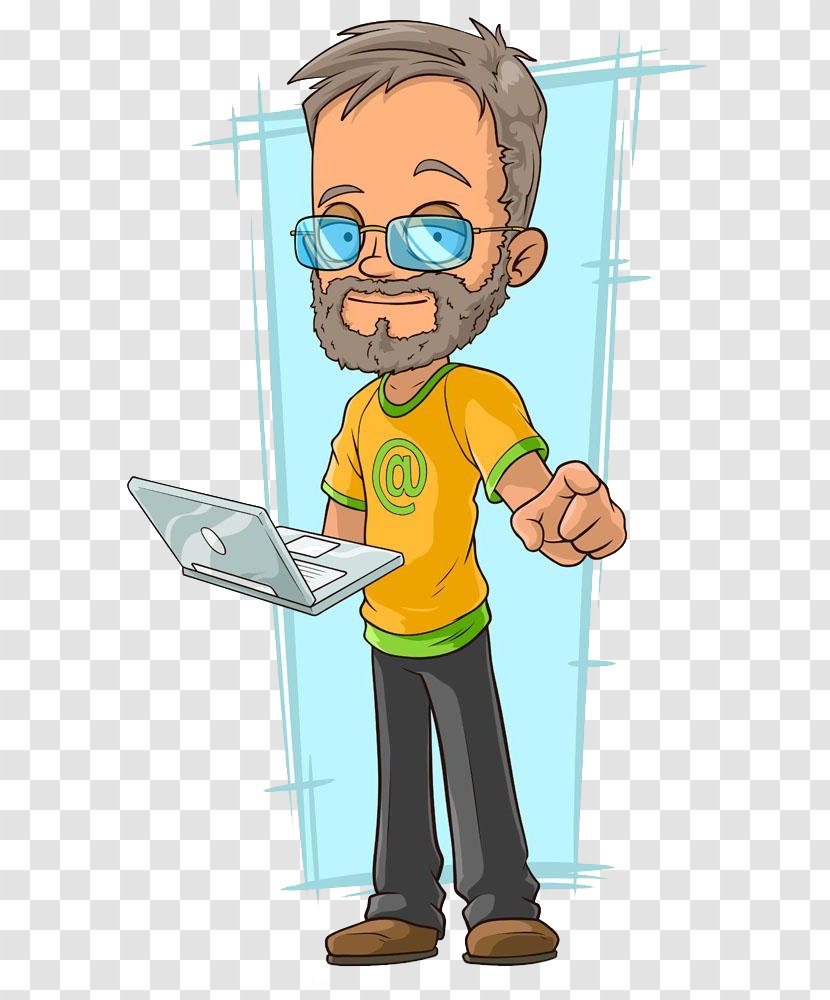 Cartoon Character Illustration - Vision Care - Take The Computer Man Transparent PNG