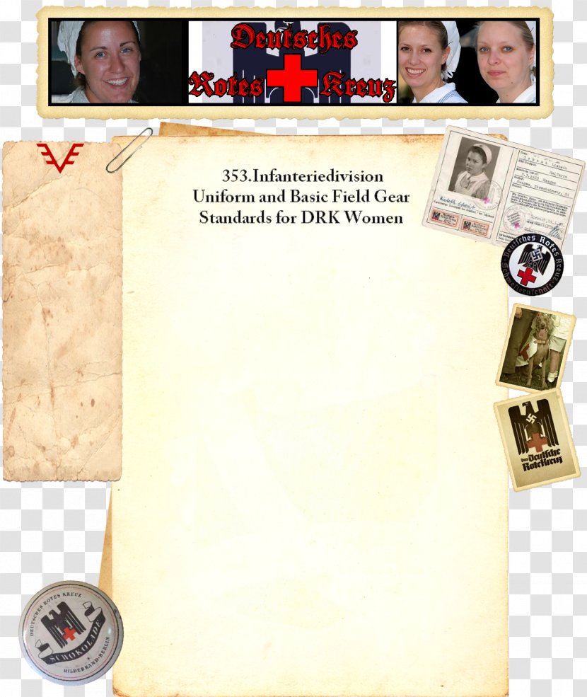 German Red Cross French Ausweis Paper Second World War - Collar Welfare Transparent PNG