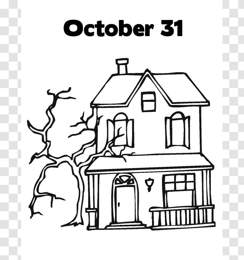 Coloring Book Ghost Child House - Pencil - Haunted Images Transparent PNG