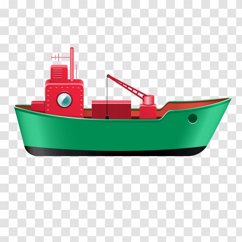 Boat Red - Green Texture Lifelike Ship Transparent PNG