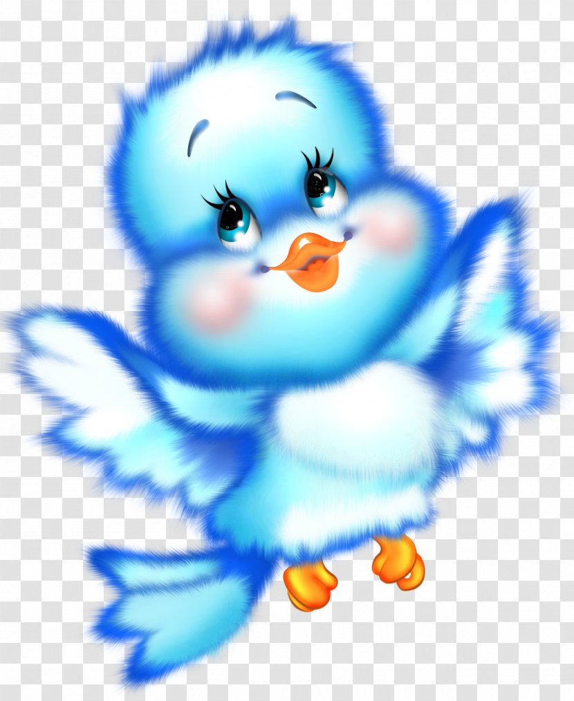 Cute Blue Bird Cartoon Free Clipart - Duck - Wing Transparent PNG