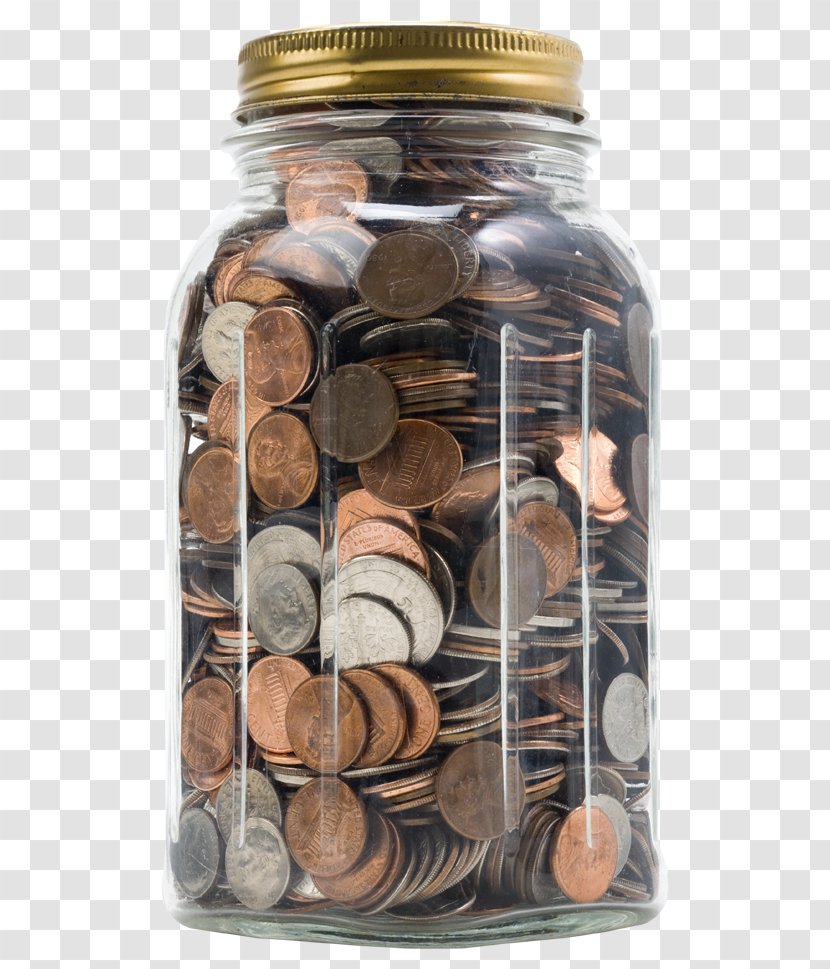 Penny Coin Jar Piggy Bank - Packed In A Of Coins Transparent PNG