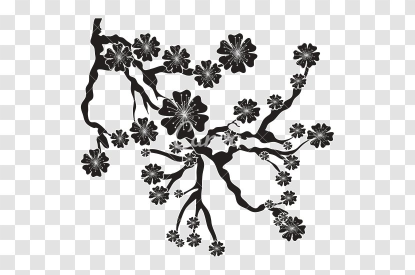 Cherry Blossom Drawing Black And White - Flowering Plant - Boho Arrow Transparent PNG