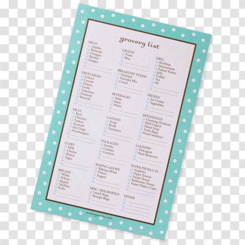 Paper Turquoise Font - Shopping List Transparent PNG