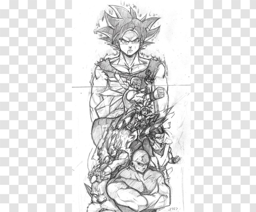 Vegeta Goku Android 17 Drawing Sketch - Silhouette Transparent PNG