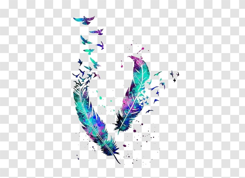 Bird Feather Tattoo Watercolor Painting Owl - Body Art Transparent PNG