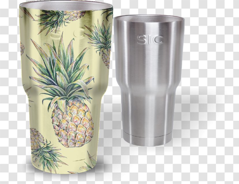 Perforated Metal Glass Cup Multi-scale Camouflage Pattern - Watercolor Pineapple Transparent PNG