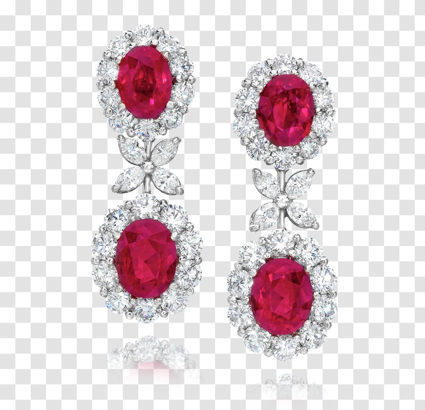 Earring Jewellery Ruby Gemstone Diamond - Colored Gold - Earrings Transparent PNG