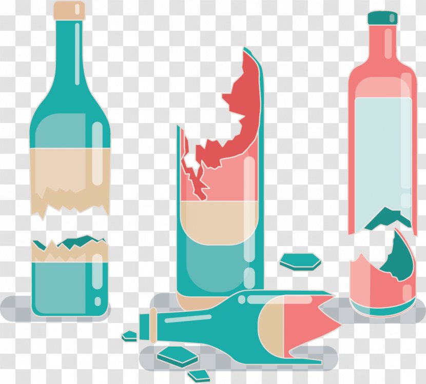 Red Wine Bottle Glass Alcoholic Beverage - Shock Cracking Of Transparent PNG