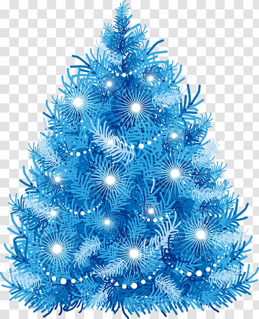 Christmas Tree Gift Euclidean Vector - Hand Painted Blue Transparent PNG