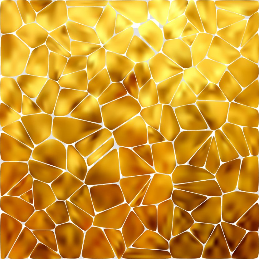 Honeycomb Gold Aluminium Foil Wallpaper - Material - Golden Irregular