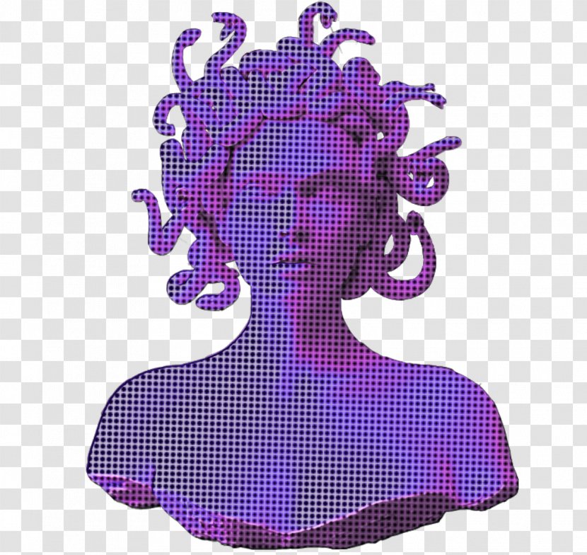 Medusa Vaporwave Aesthetics Design T-shirt - Seapunk - Purple Transparent PNG