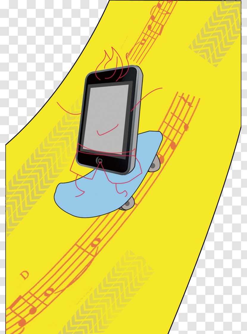 IPod Touch Illustration - Ipod - Skateboard On The Phone Transparent PNG