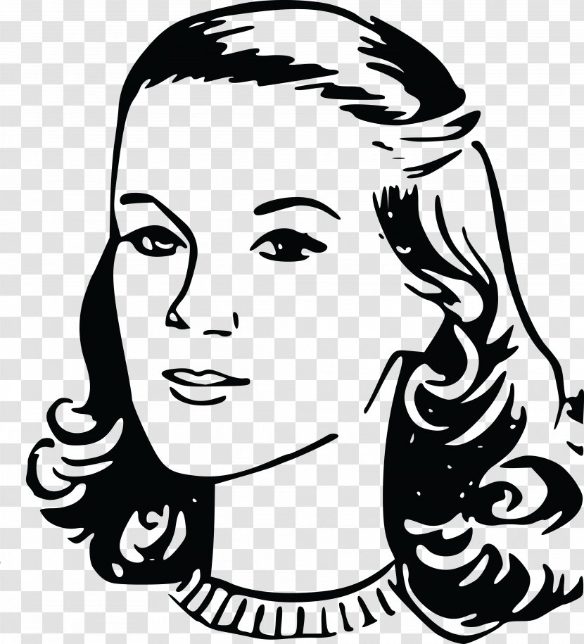 Woman Black And White Clip Art - Heart Transparent PNG
