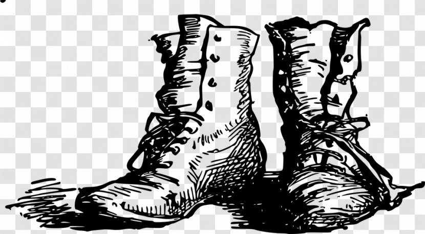 Combat Boot Shoe Clip Art - Cowboy - Sketch Boots Transparent PNG