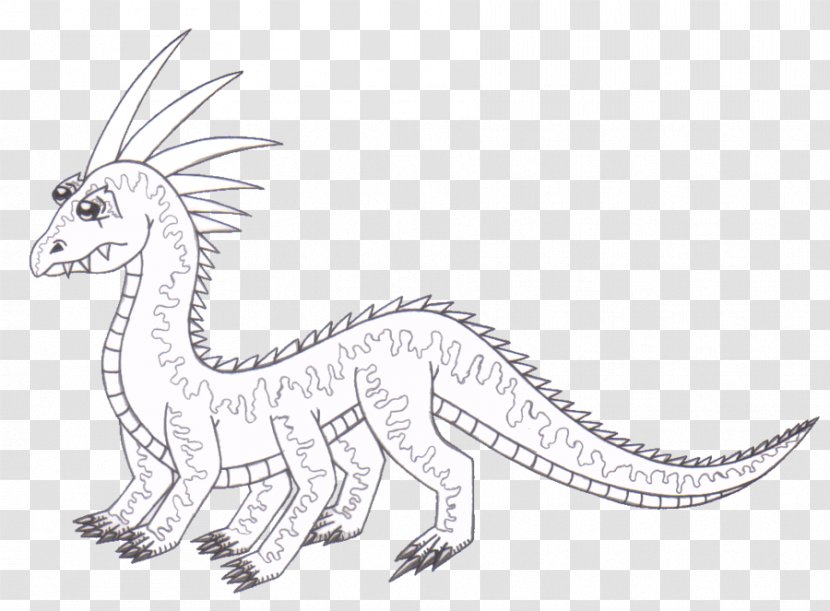 Velociraptor Line Art White Character Terrestrial Animal - Bearded Dragon Transparent PNG