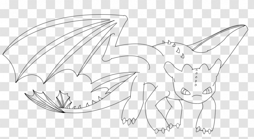 Carnivora Line Art White Cartoon Sketch - Black - Toothless Drawing Transparent PNG