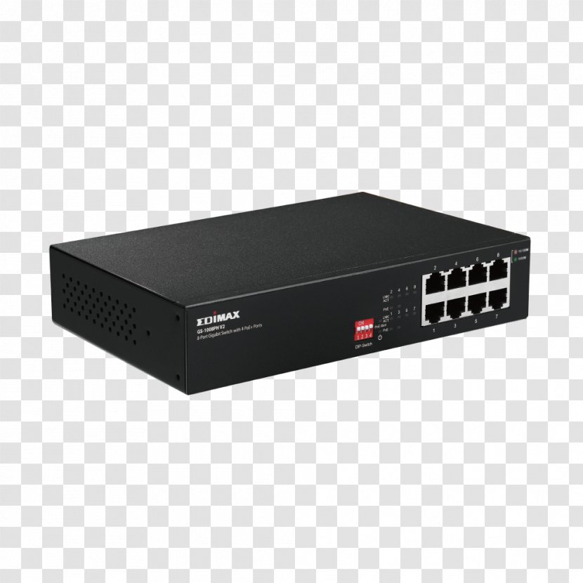 Ethernet Hub Power Over Network Switch Gigabit - 4 Port Transparent PNG