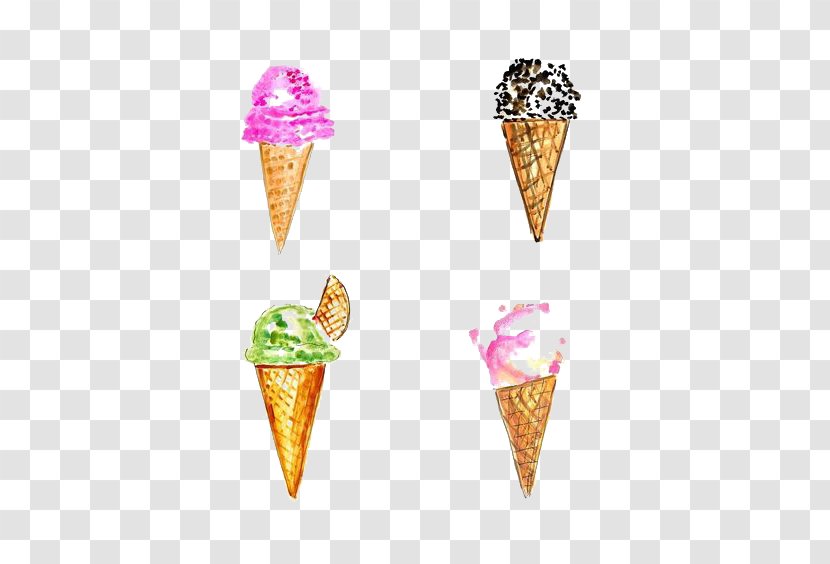 Ice Cream Cones - Chocolate - Hand-painted Transparent PNG