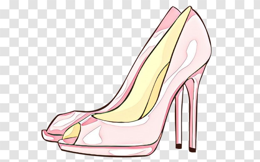 Footwear High Heels Pink Basic Pump Yellow - Cartoon - Sandal Leg Transparent PNG