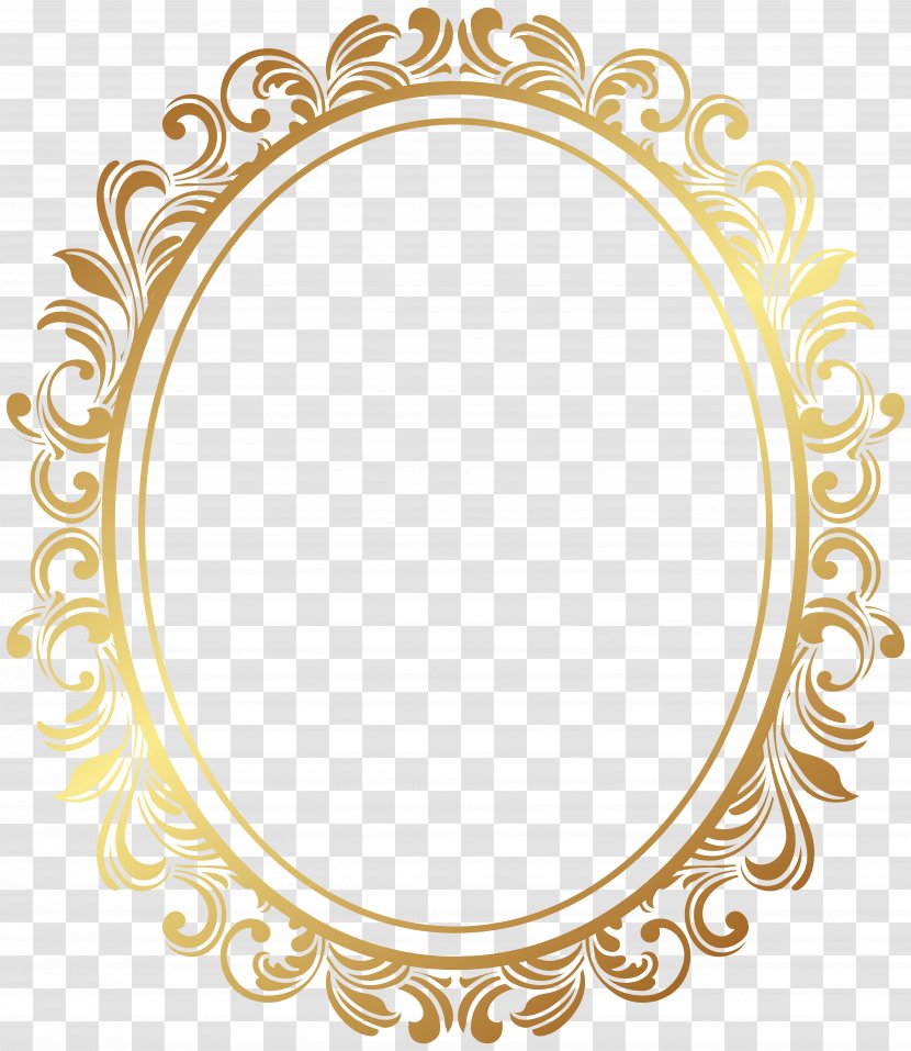 Picture Frame - Mirror - Oval Border Deco Clip Art Transparent PNG