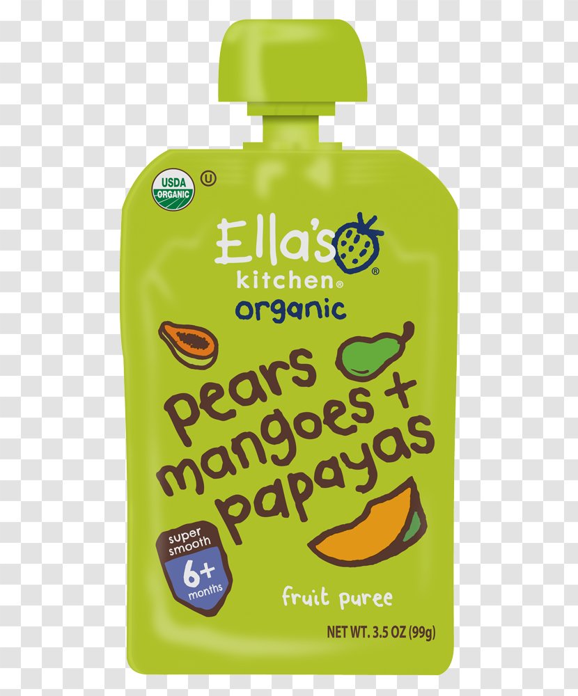 Baby Food Organic Ella's Kitchen Purée Pea - Liquid - Papaya Juice Transparent PNG