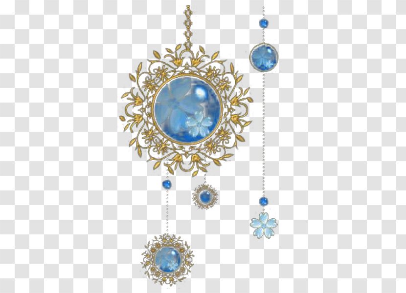 Ornament - Locket - Blue Gemstone Bead Pattern Transparent PNG