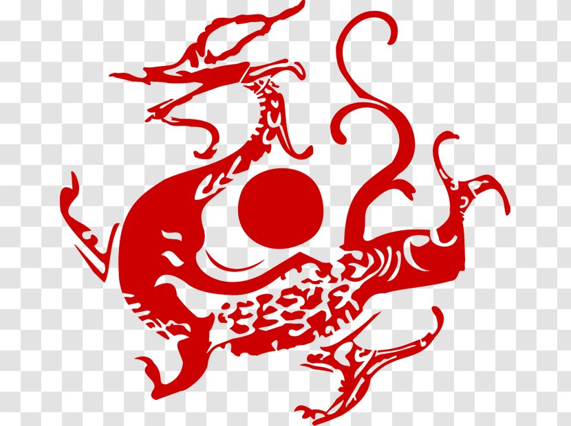 Han Dynasty White Tiger Azure Dragon Four Symbols Vermilion Bird - Silhouette - Retro Red Animal Seal Transparent PNG