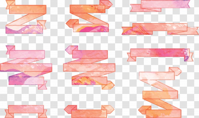 Ribbon Computer Graphics - Peach - Painted Collection Transparent PNG