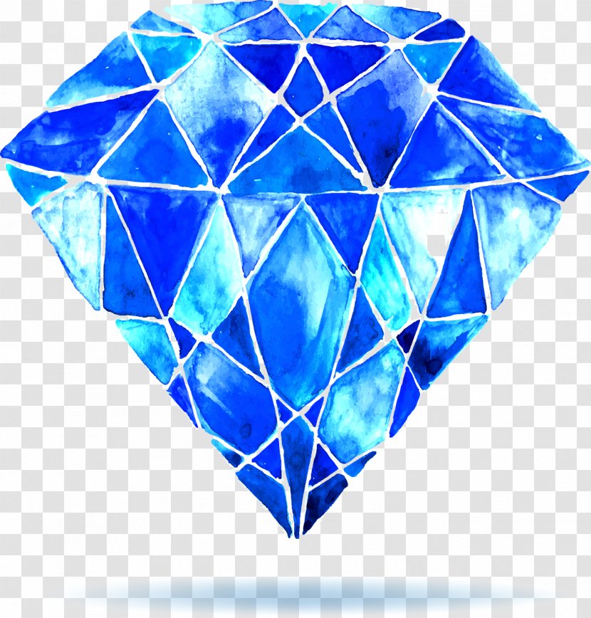 Watercolor Painting Diamond Stock Photography - Blue Crystal Transparent PNG