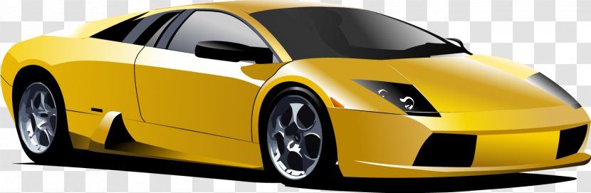 Sports Car Luxury Vehicle Clip Art - Vector Realistic Yellow Transparent PNG